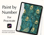 Peacock Paint by Number Digital Painting Kit for Procreate, Classic Art Instant Download