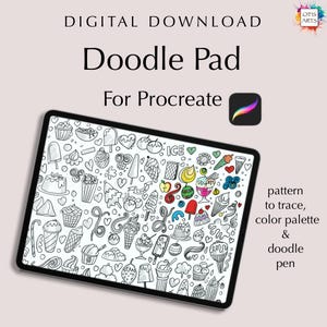 Zestaw do kolorowania i śledzenia lodów dla Procreate, Doodle Pad, do pobrania w wersji cyfrowej z bezpłatnym pędzlem i paletą kolorów