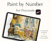 Living Room Paint-by-Number Digital Kit for Procreate – Instant Download Template