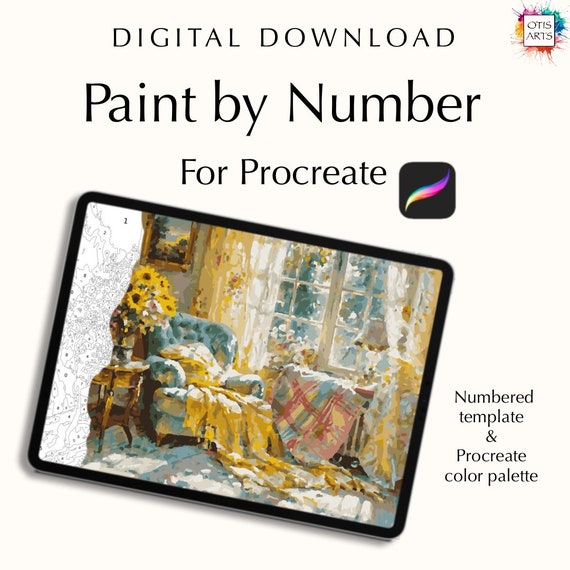 Living Room Paint-by-Number Digital Kit for Procreate – Instant Download Template