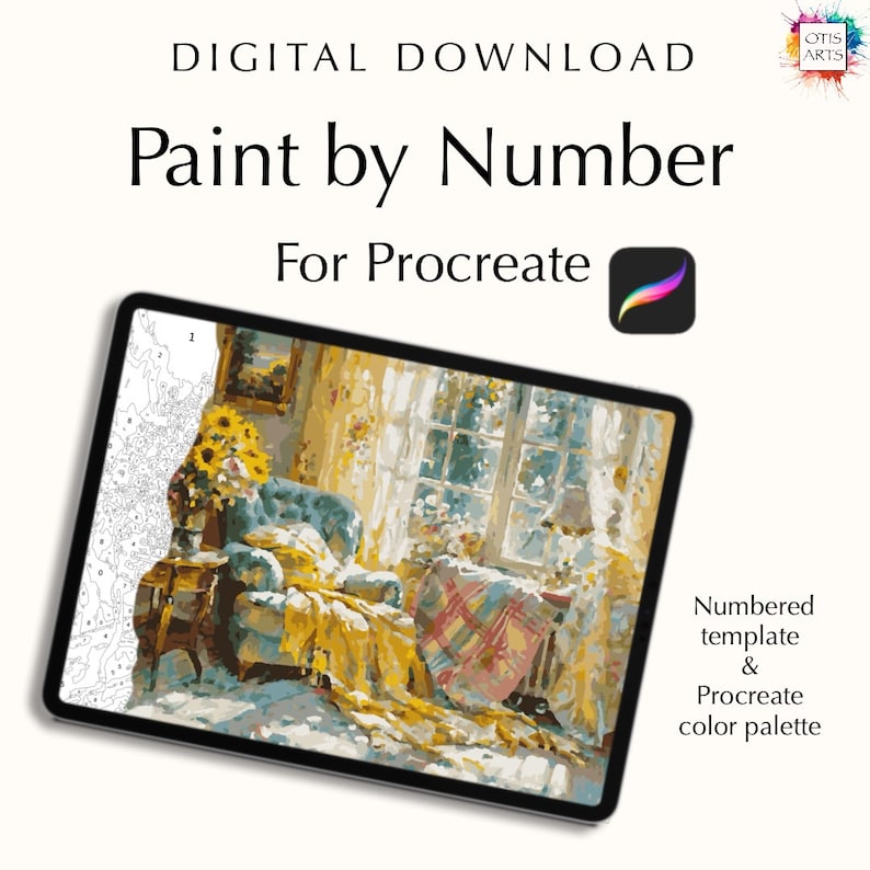 Living Room Paintbynumber Digital Kit for Procreate Instant Download