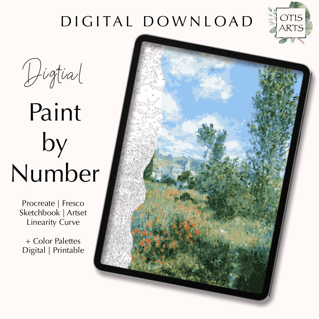 Paint by Number Kit Digital Procreate Fresco Sketchbook Etsy