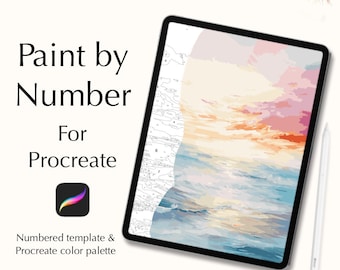 Paint by number kit for Procreate including color palettes, digital download, seascape