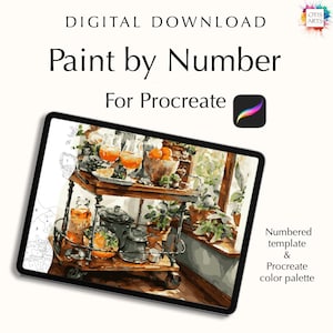Procreate用バーカート塗り絵 – | カラーパレット付きデジタルペインティングキット | Coastal Art デジタルダウンロード | iPad用ペイントテンプレート