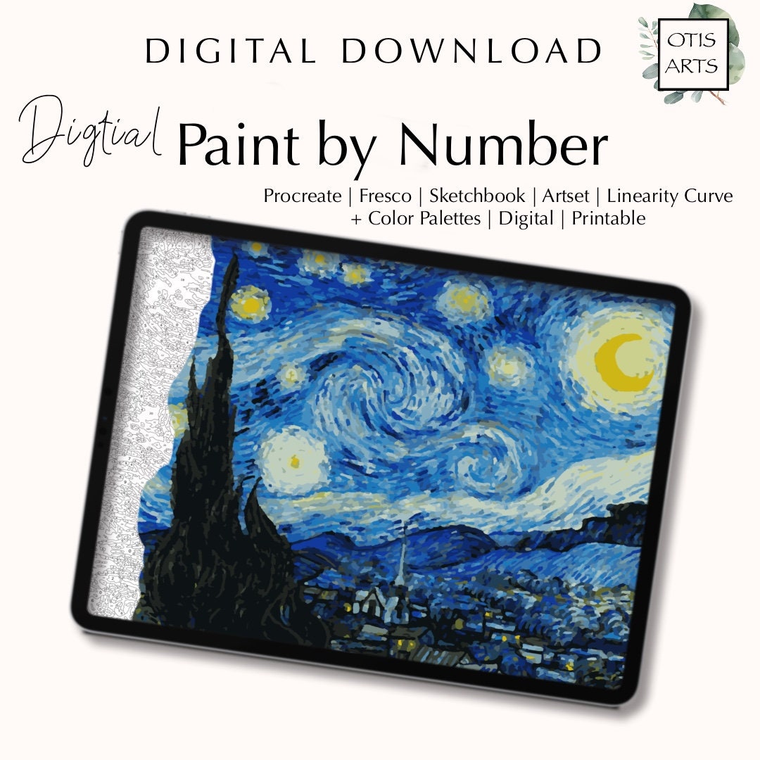 Paint by Number Kit Digital Procreate Sketchbook and Art Set Etsy