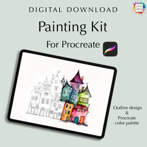 Skurrile Häuser - Digitales Malset - Entspannen, Erschaffen und Abschalten mit Procreate!
