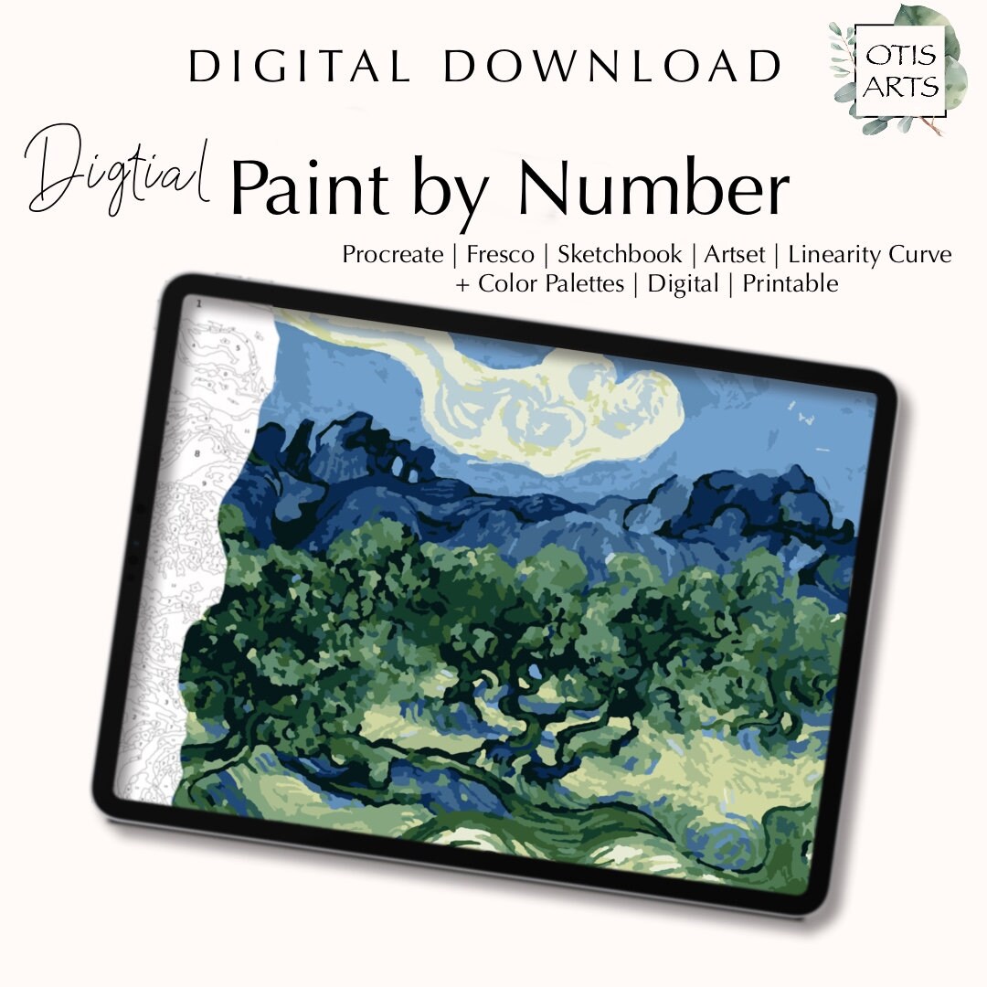 Paint by Number Kit Digital Procreate Sketchbook and Art Set Etsy