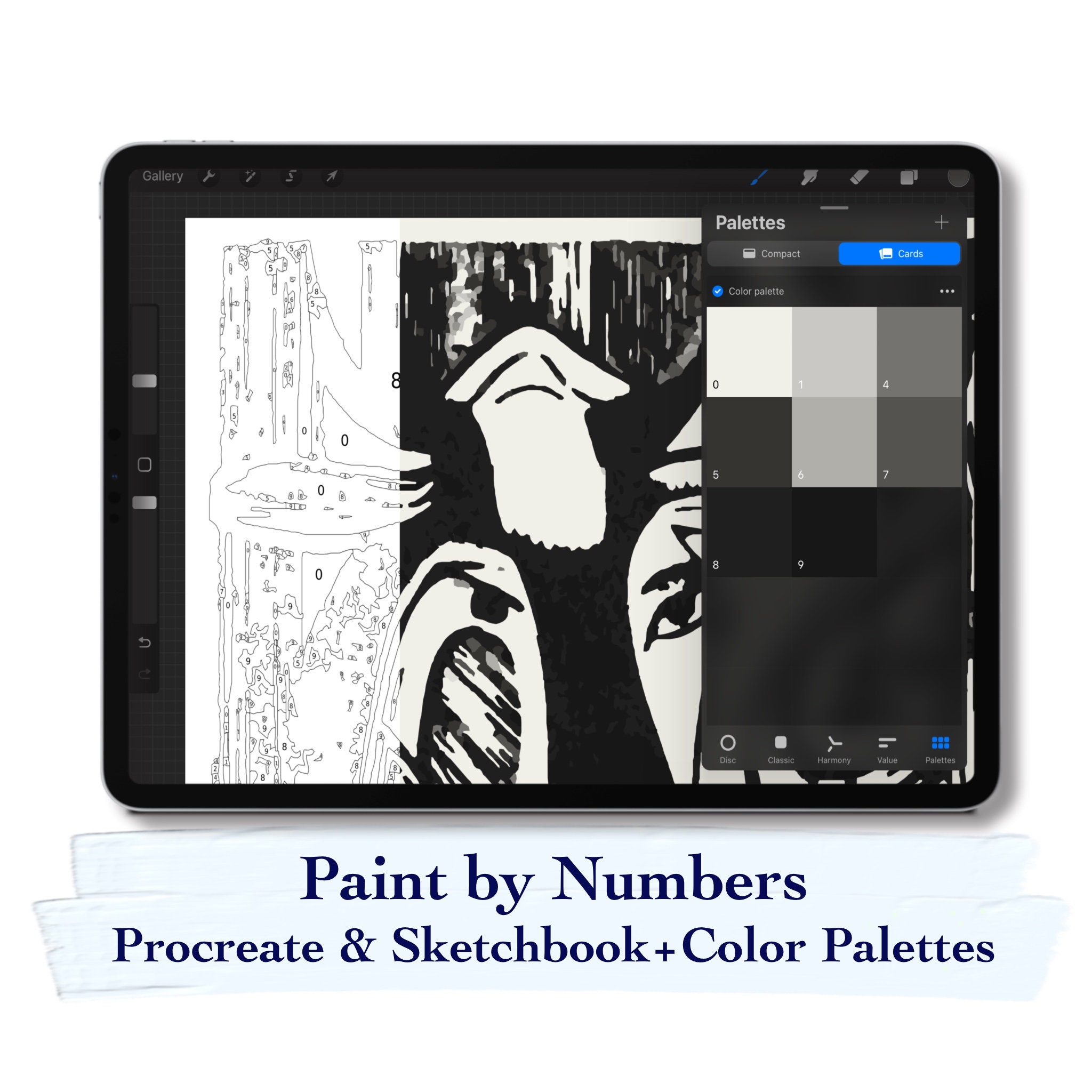 Paint by Number Kit Digital Procreate Template and Sketchbook Etsy