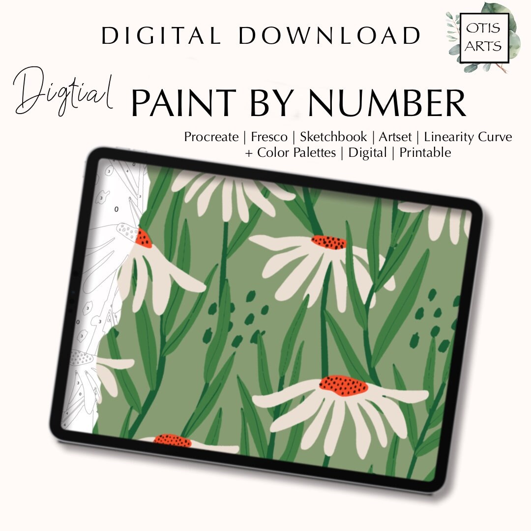 Paint by Number Kit Digital, Procreate, Fresco, Sketchbook, Art Set ...