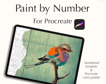 Paint by Number Digital Kit for Procreate - Vibrant Colorful Bird