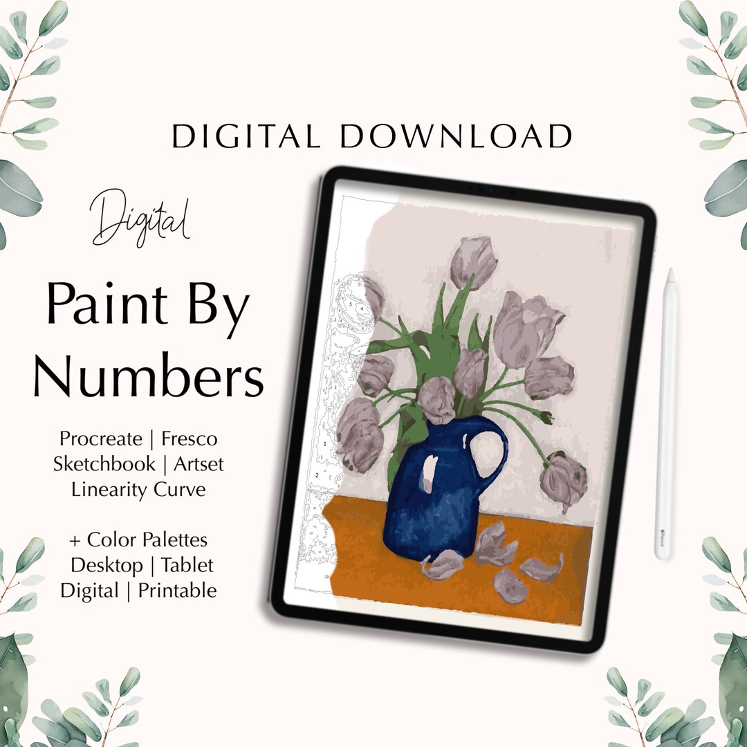 Paint by Number Kit Digital Procreate Fresco Sketchbook Etsy