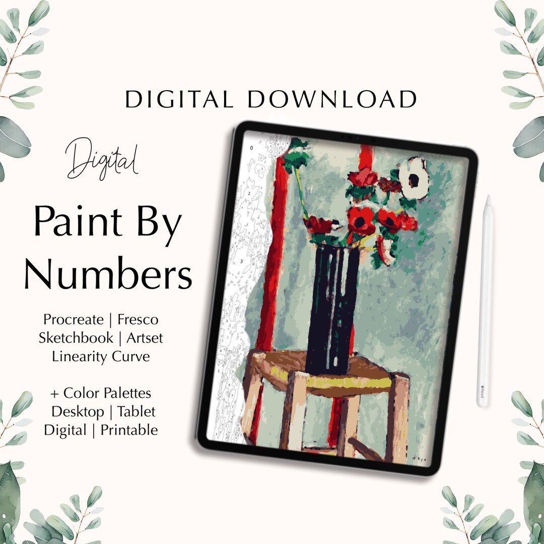 Paint by Numbers Kit Digital Procreate Fresco Sketchbook - Etsy