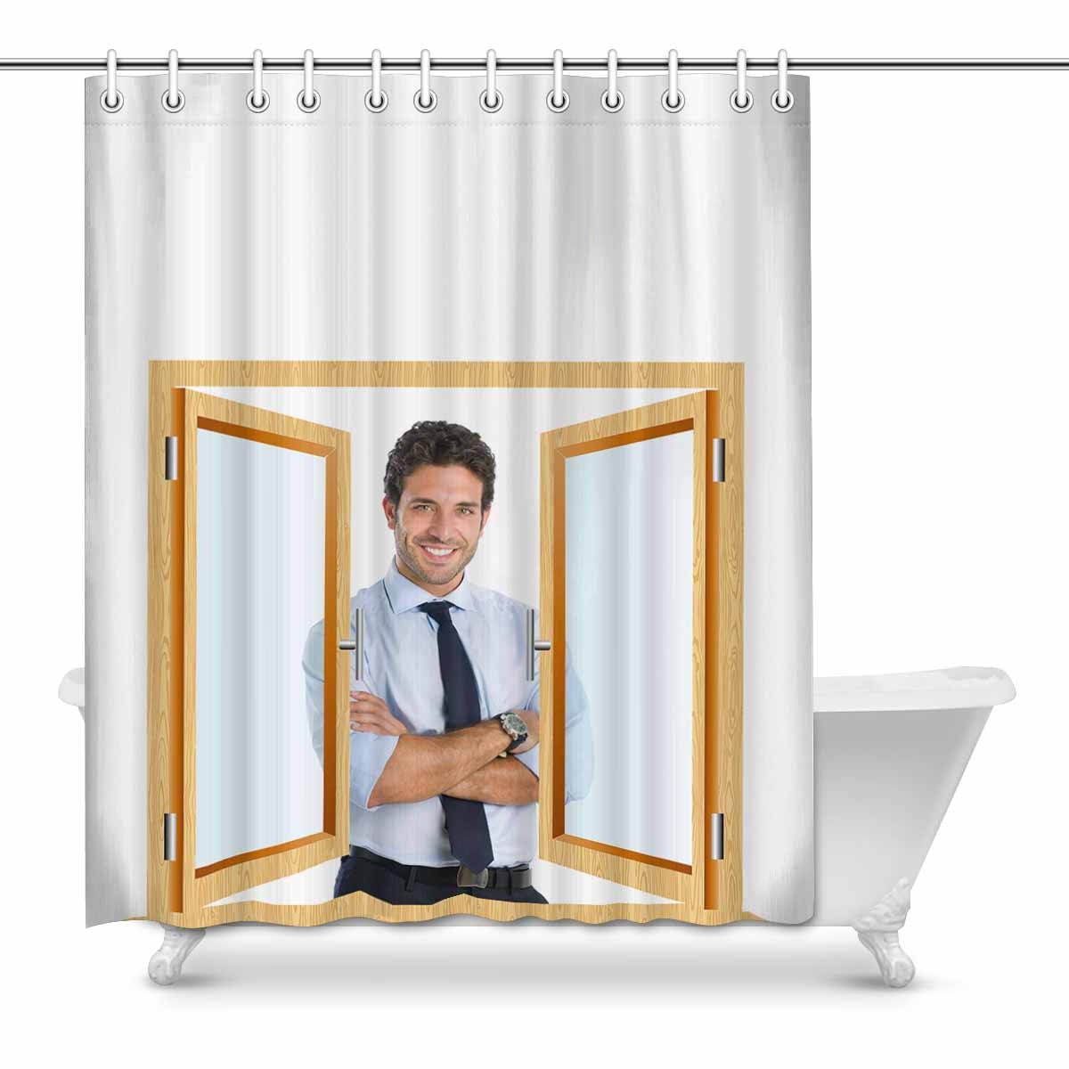 Custom Man Photo Open the Window Shower Curtain Personalized Etsy