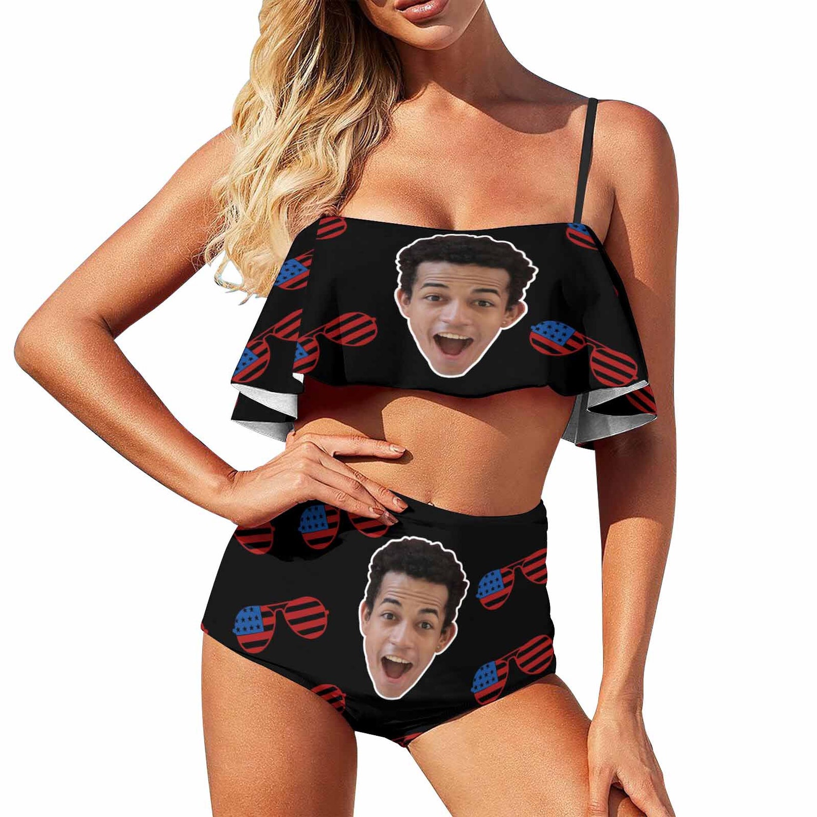 Custom Ruffle Bathing Suits With Face Personalized Photo Etsy
