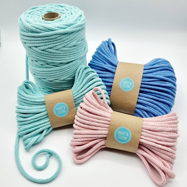 5mm Braided Recycled Cotton Cord 10m or 30m lengths | Macrame Supplies | Knitting & Crochet Cord | Craft Supplies | Made in UK | DIY Craft