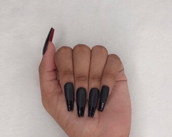 Red Bottoms Press on Nails Black Nails French Tip Nails - Etsy Red Bottoms Press on Nails Black Nails French Tip Nails - Etsy