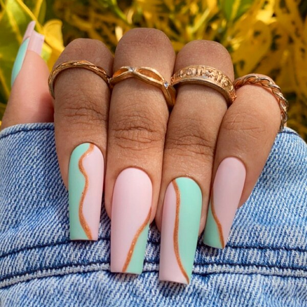 Mint Green Nails - Etsy