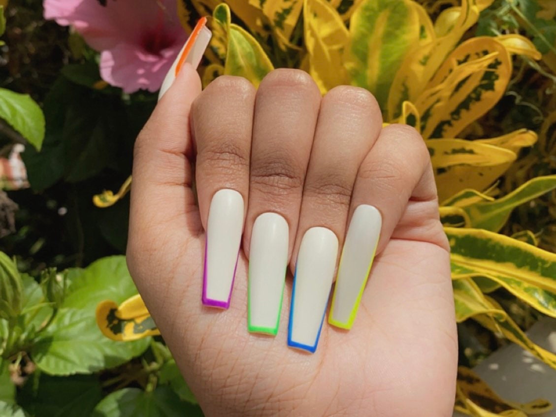 Lucky Charms Press on Nails Neon Nails French Tip Nails - Etsy India