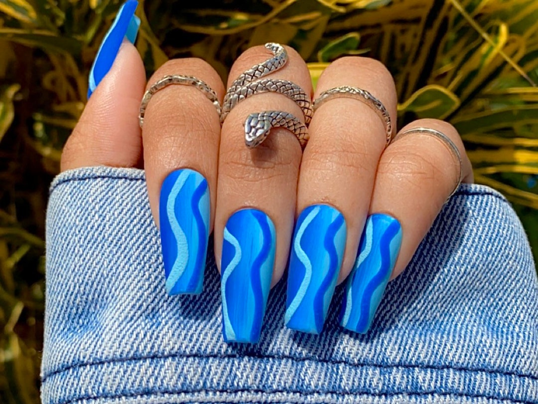 Feeling Blue Press on Nails Ombré Nails Blue Nails - Etsy Feeling Blue Press on Nails Ombré Nails Blue Nails - Etsy