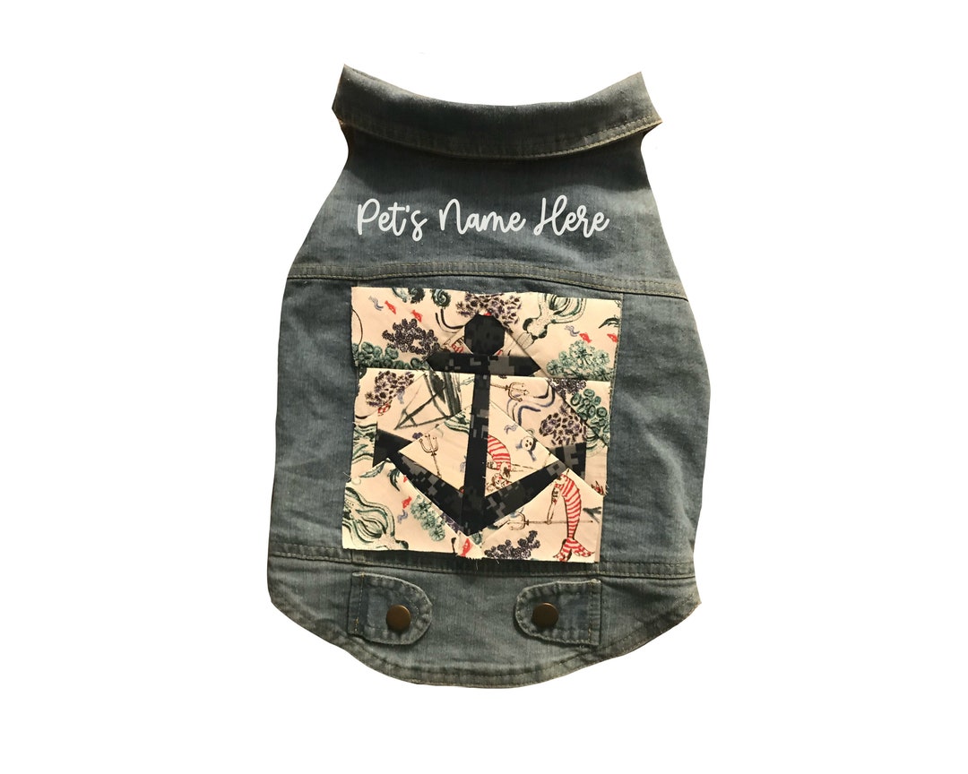 Custom Quilted Dog Jean Jacket Salty Dog Anchor Etsy