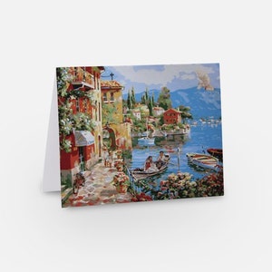 Carte de voeux A6 avec enveloppe, Heavenly Harbour, Italie