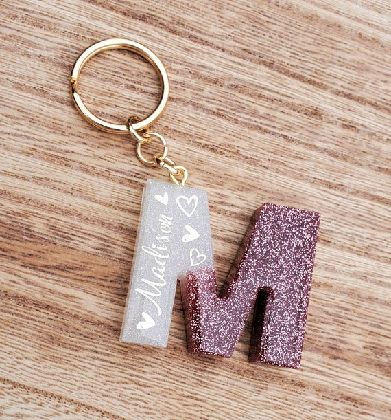 Pink Custom/ Initial Keychain/ Resin Letters/ Personal Letters