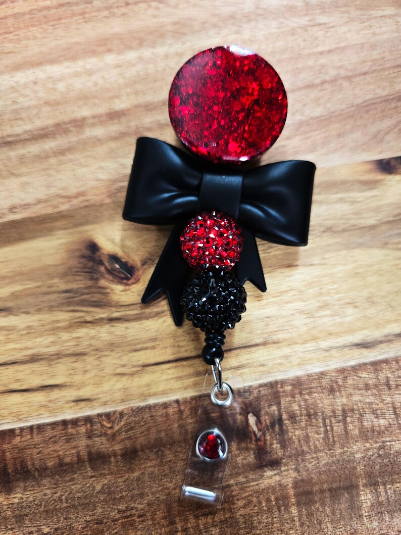 Bow Beaded Badge Reel Personalizable - Etsy
