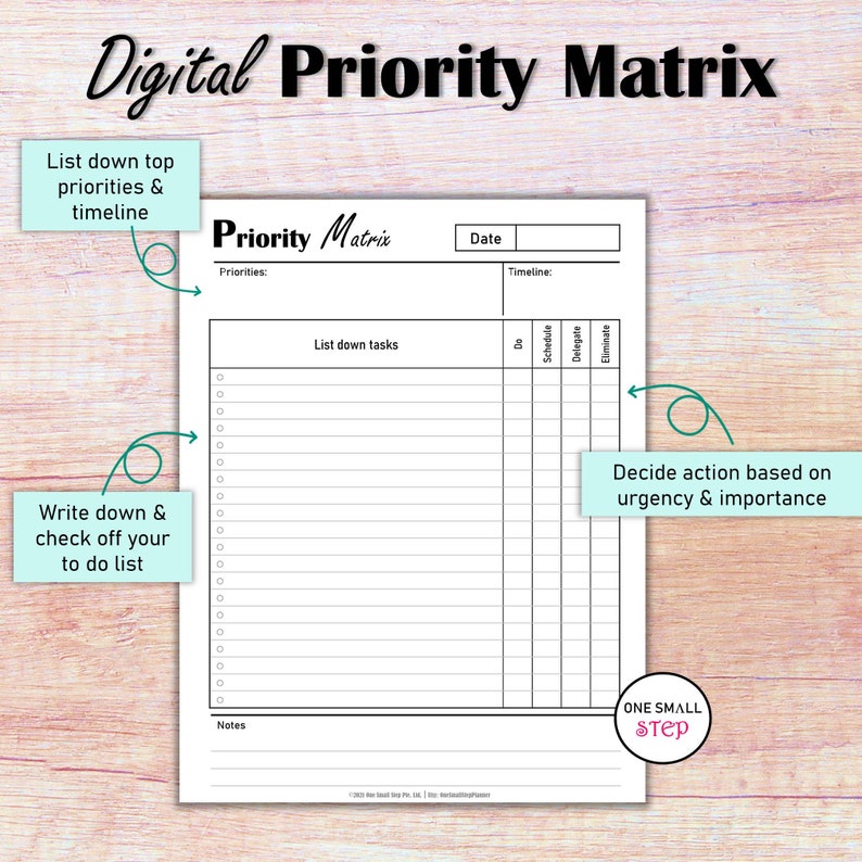 Matrix Onenote Digital Priority Matrix iPad Planner, Goodnotes Eisenhower Matrix Daily ...