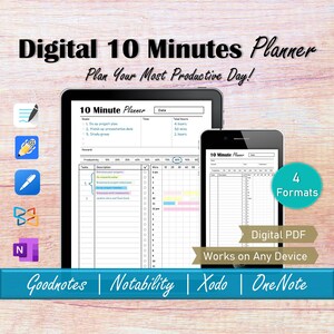10 Minutes Digital Student Planner Ipad Hourly Planner, Goodnotes Time Management Pomodoro Study Planner, Good Notes Time Blocking Template