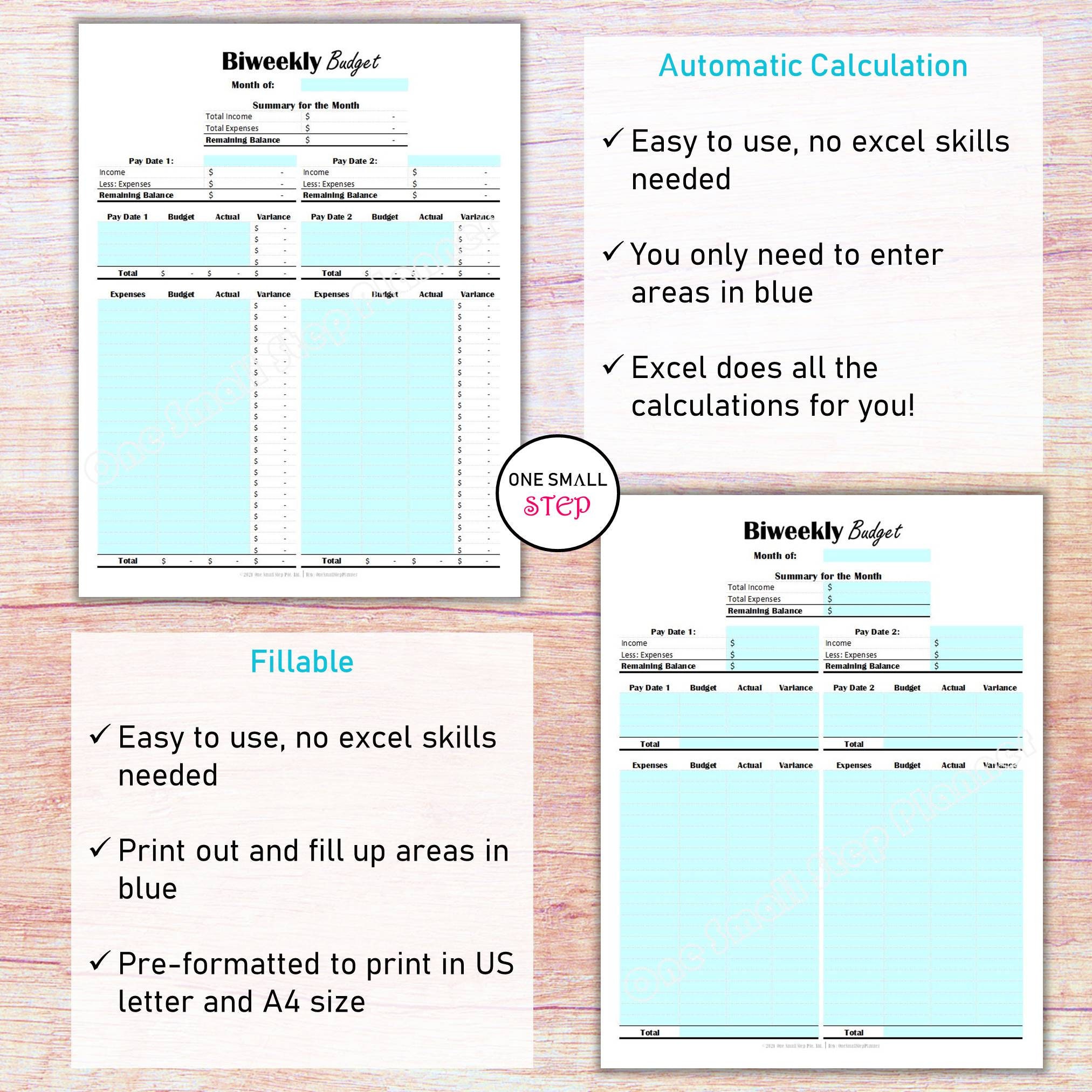 Editable Paycheck Budget Planner Printable, Biweekly Budget Template ...