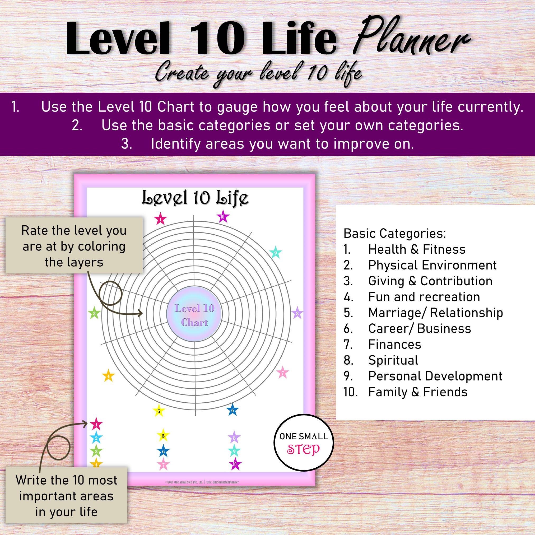 Level 10 Wheel of Life Bujo Template, Personal Development Planner Goal ...