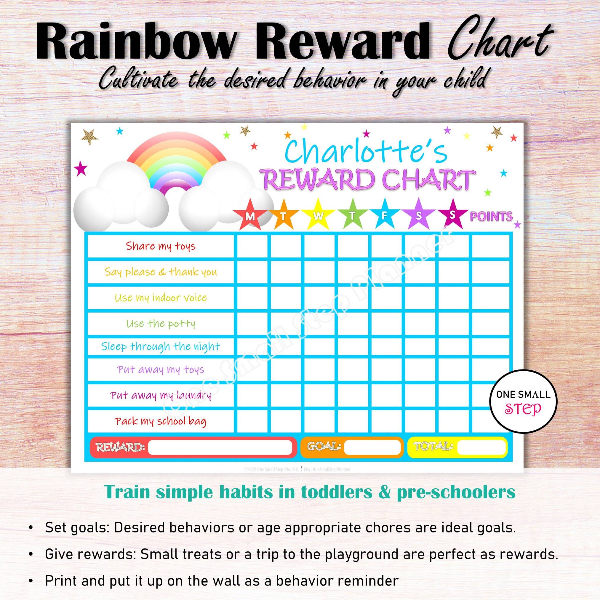 Kids Reward Chart Kids Behavior Chart Printable Rainbow - Etsy