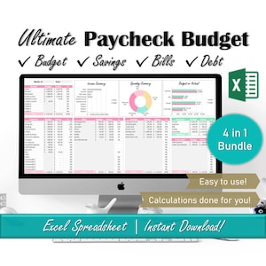 Ultimate Budget By Paycheck Spreadsheet, Monthly Biweekly Budget Template, Personal Finance Budget Excel, Debt Snowball Tracker