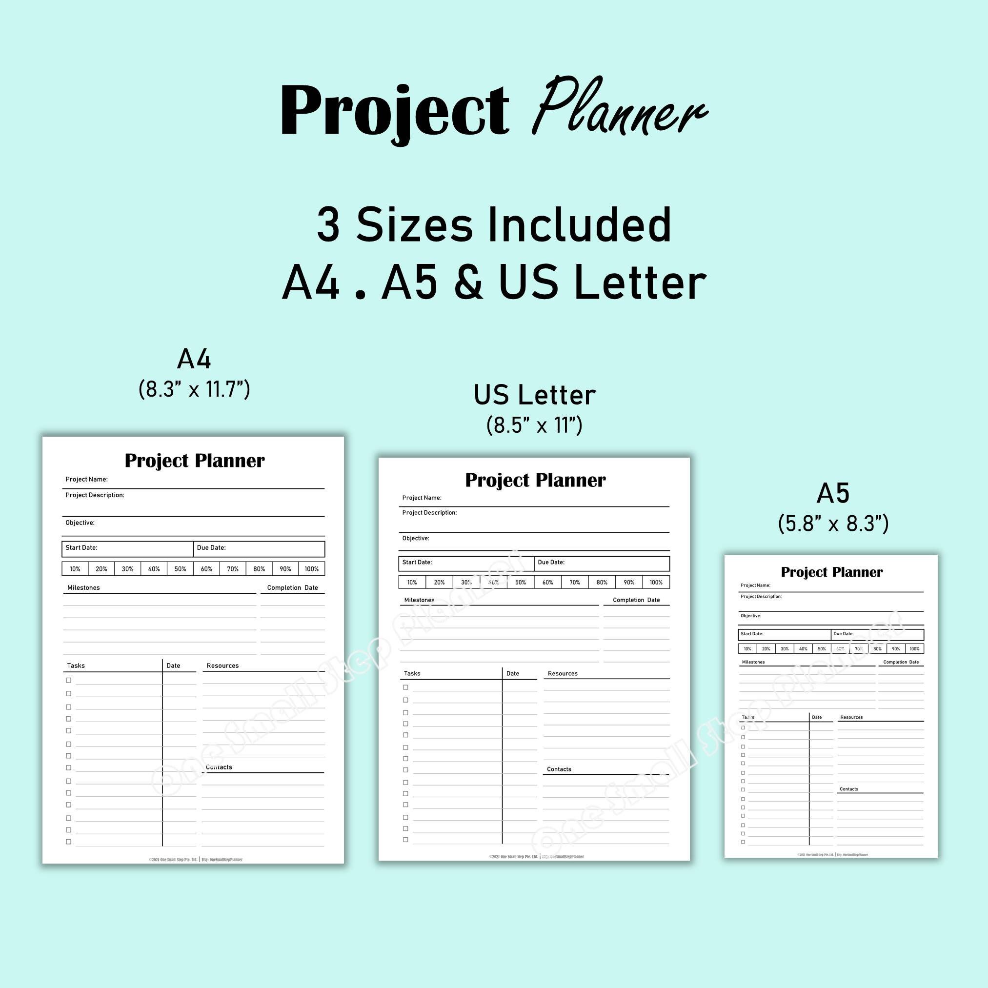 Project Planner Printable Project Management, A5 Project Planner Task ...