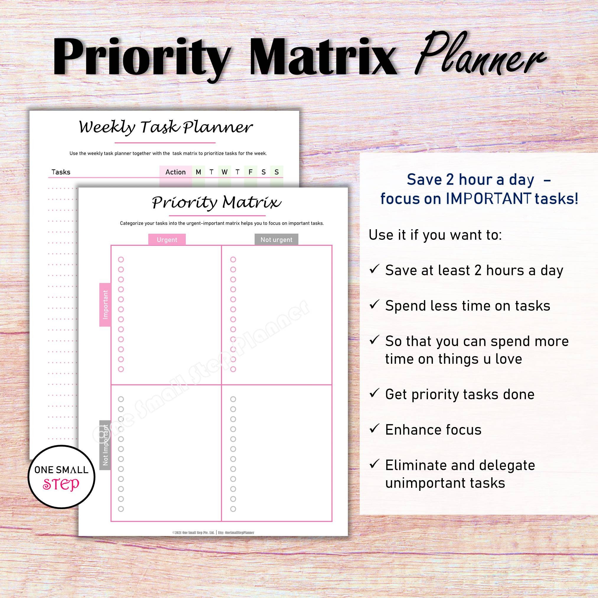 Priority Matrix Eisenhower Matrix Master Task List, Daily Planning Task ...