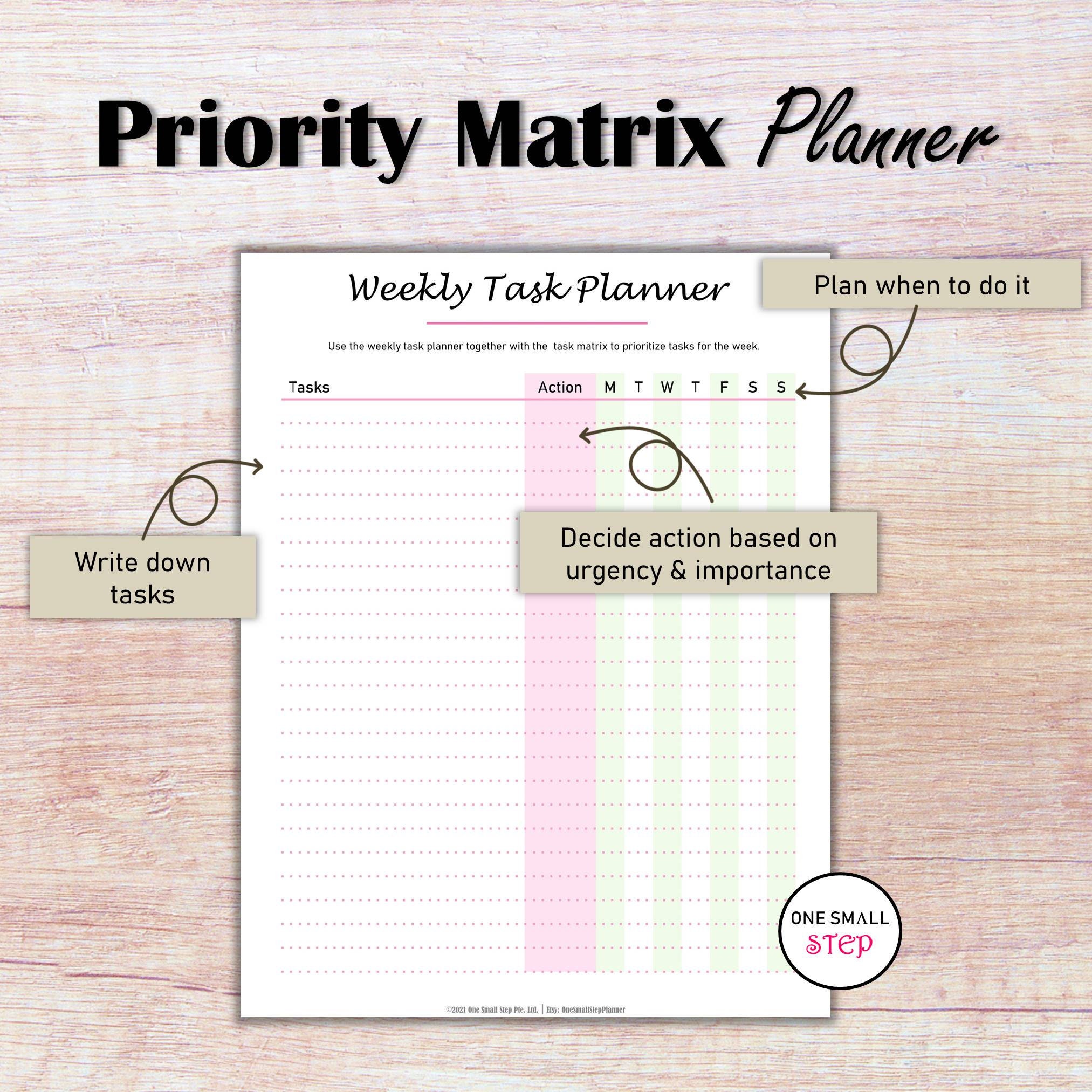 Priority Matrix Eisenhower Matrix Master Task List Daily | Etsy