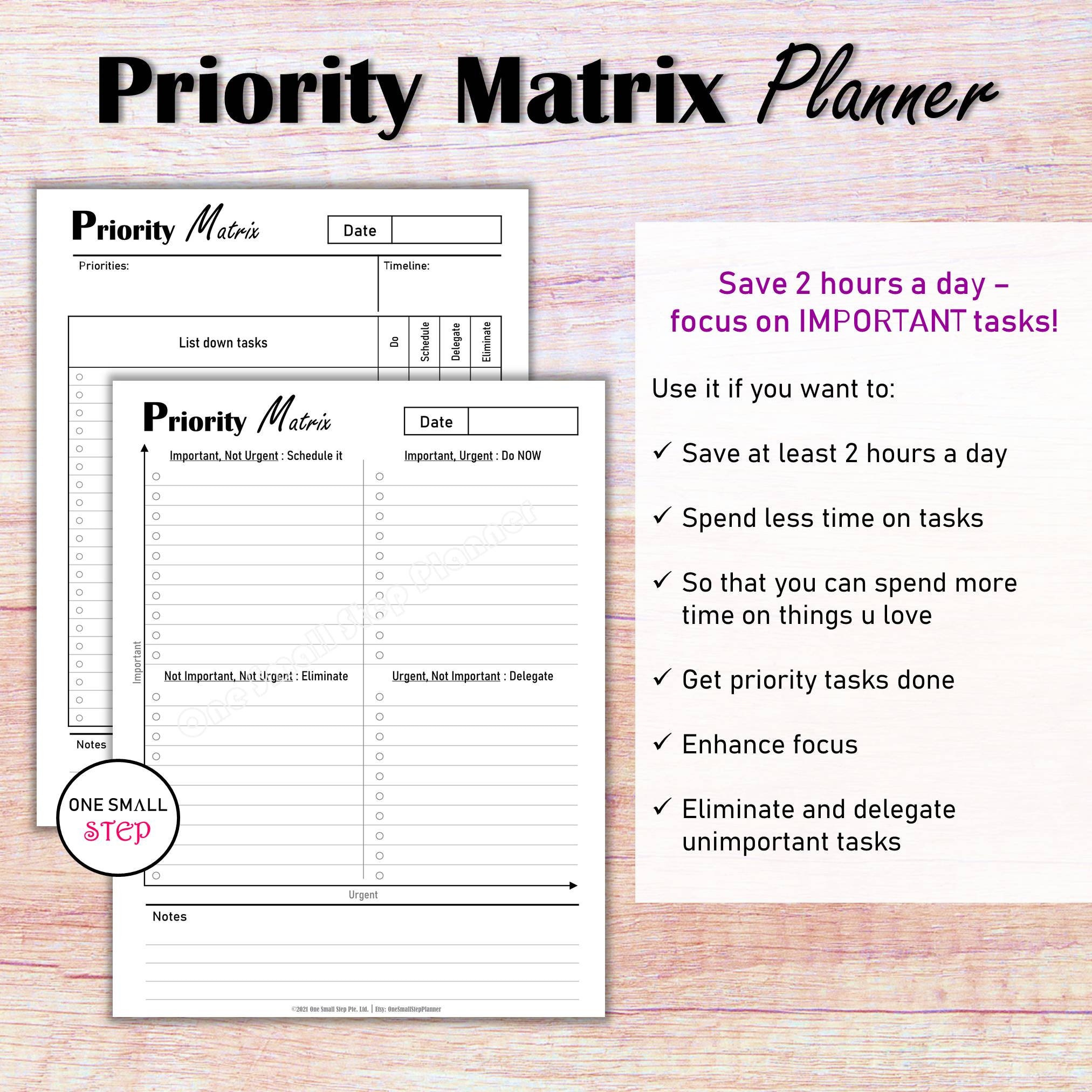 Eisenhower Priority Matrix, Daily Task Planner List, Daily Productivity ...