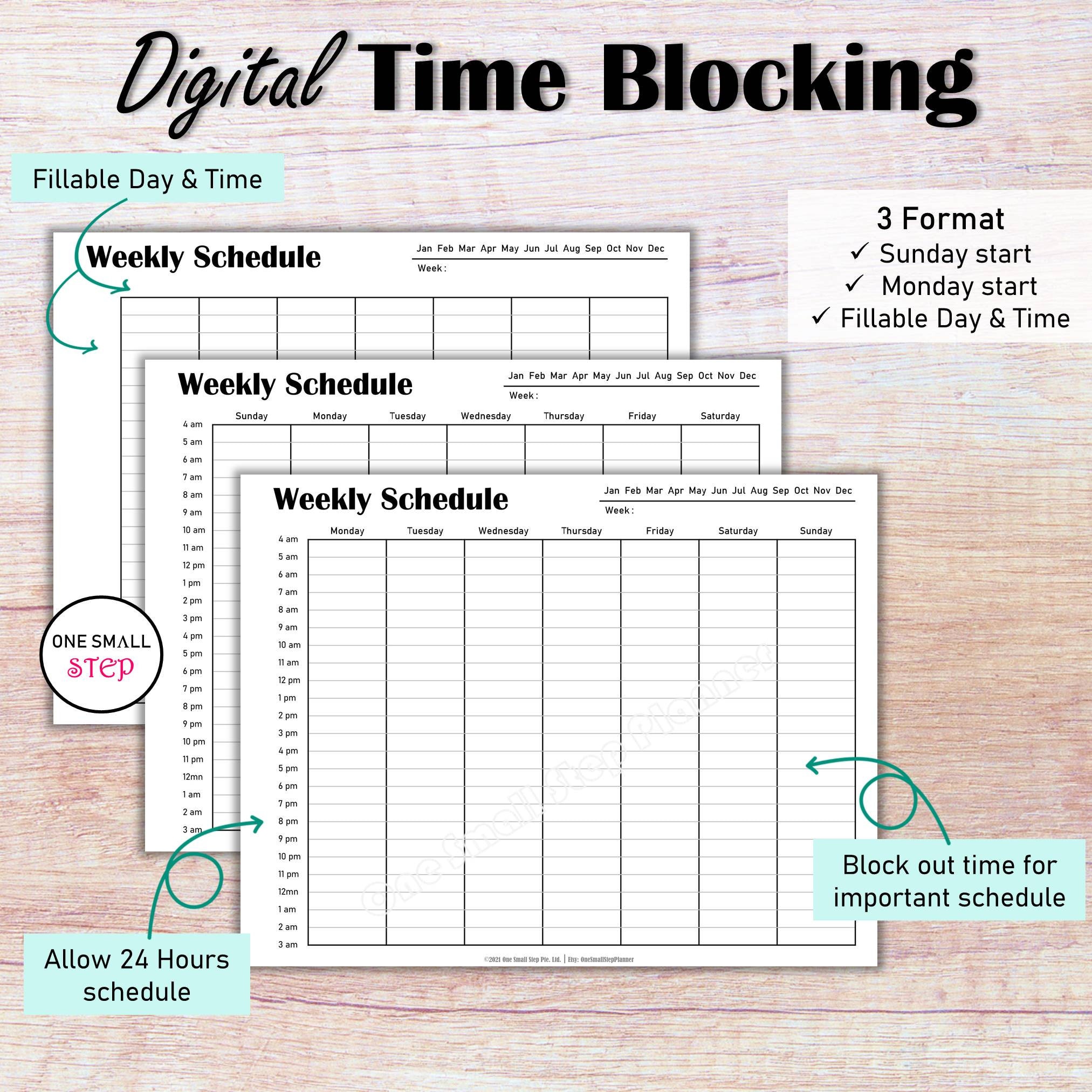 Daily Time Blocking Hourly Planner Good Notes Templates, Onenote ...