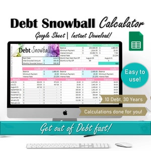 Debt Snowball Spreadsheet, Google Sheet Budget Template, Debt Payment Tracker, Debt Payoff Calculator, Personal Finance Dave Ramsey Snowball
