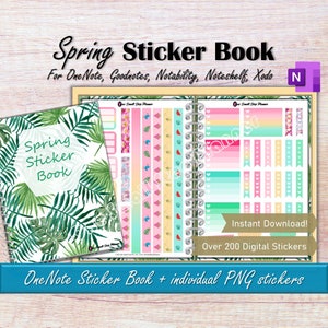 Frühling OneNote Digitale Planner Aufkleber, ästhetische Aufkleber Pack, Habit Tracker Aufkleber Liste Aufkleber, Digitale Haftnotizen Notizblock