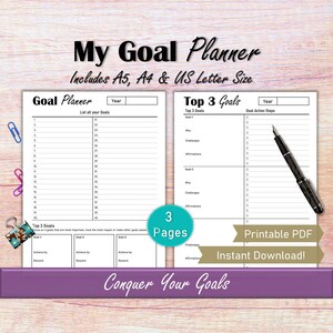 2024 Yearly Goal Planner, Goal Setting Printable, Goal Setting
