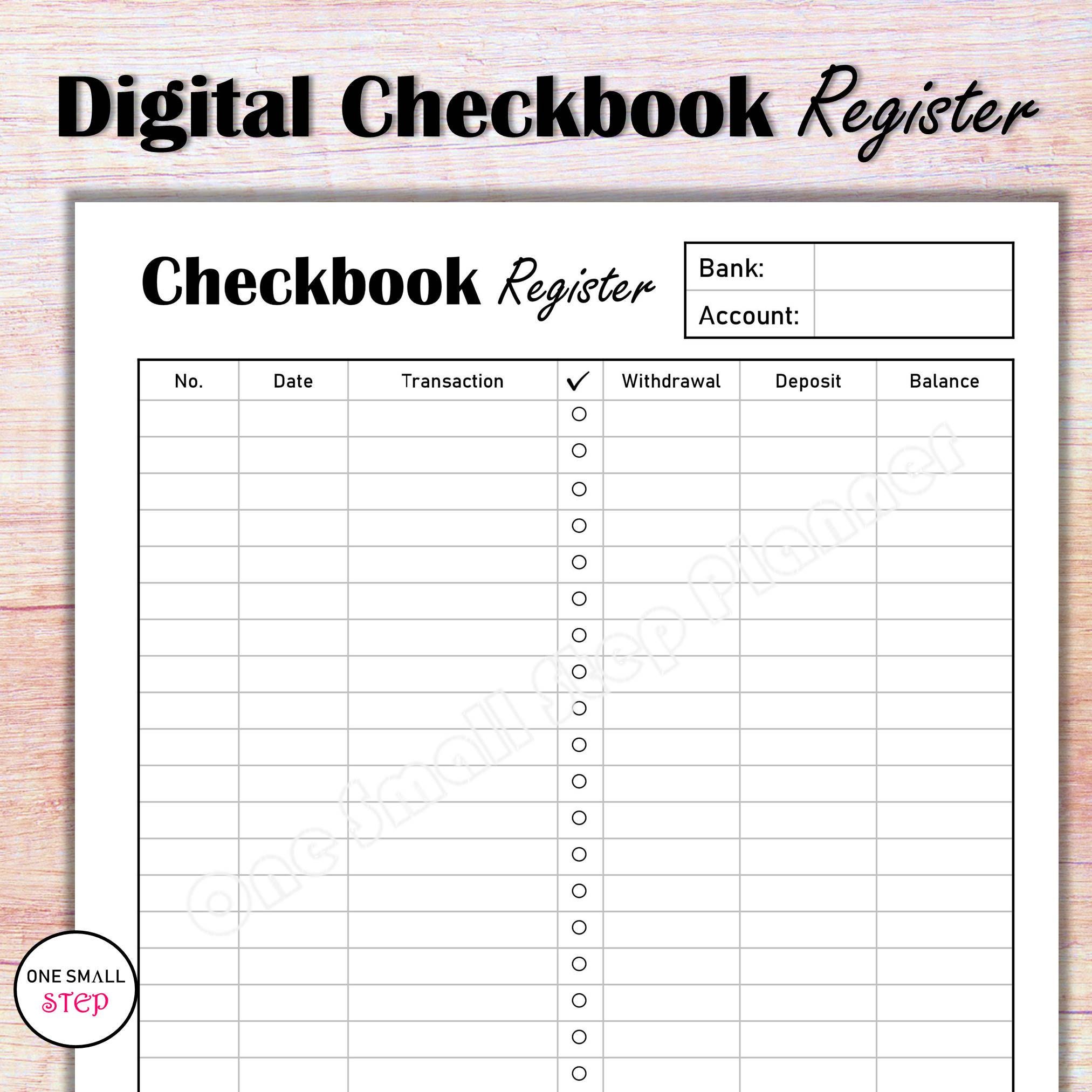 Digital Checkbook Register Goodnotes, Checking Account Ledger for Ipad