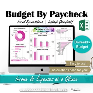 Excel Biweekly Budget Spreadsheet, Budget By Paycheck Monthly Budget Excel Template, Personal Finance Budget Sheets, Paycheck Budget Tracker