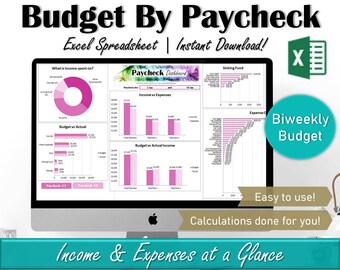 Excel tweewekelijks budgetspreadsheet, budget per maandbudget Excel-sjabloon, persoonlijke financiële budgetbladen, salarisbudgettracker
