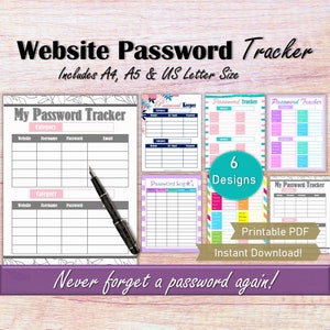 Website Password Organizer, Email Password Notebook, Username Password To Login My Account, Password Tracker Password Keeper Printable PDF