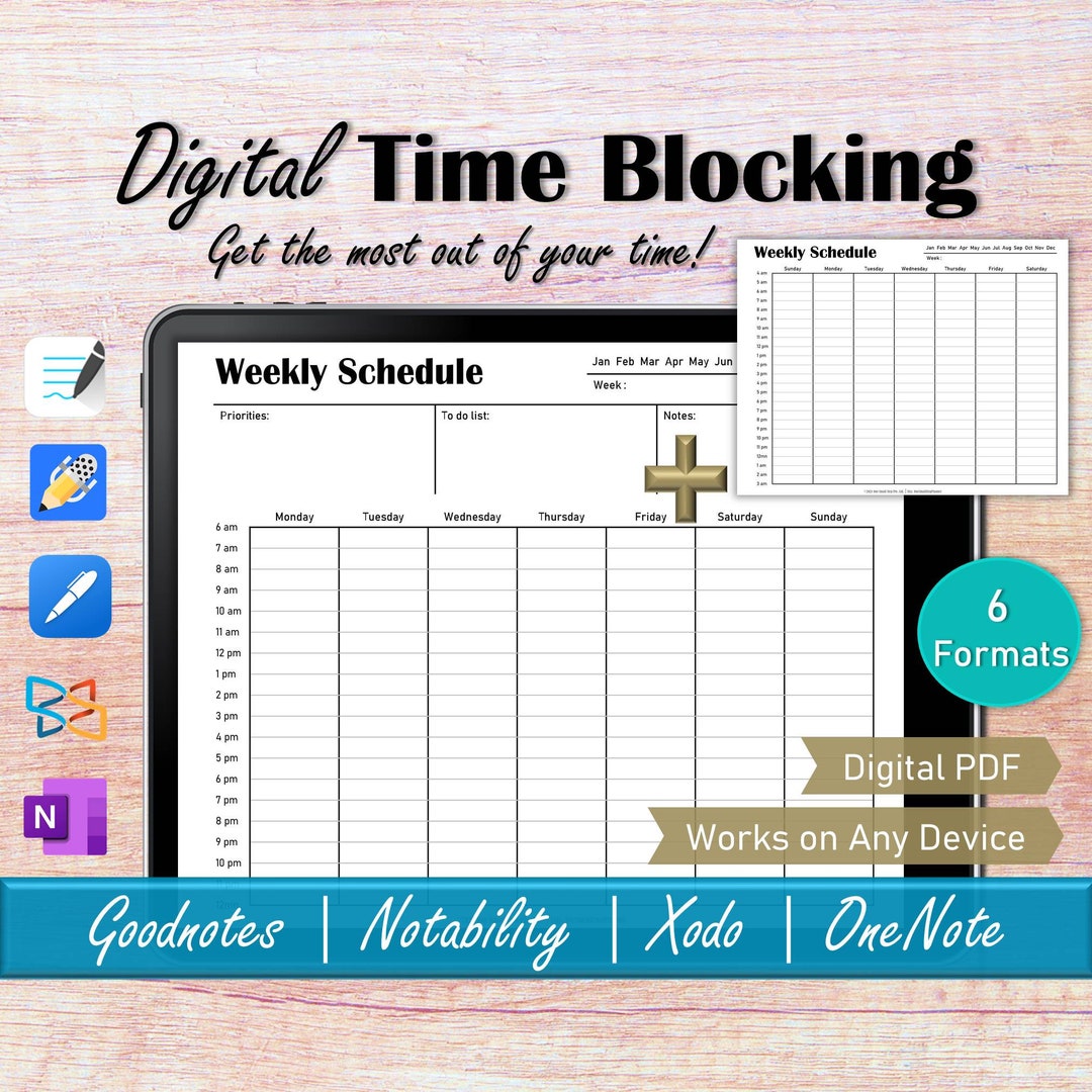Daily Time Blocking Hourly Planner Good Notes Templates, Onenote ...
