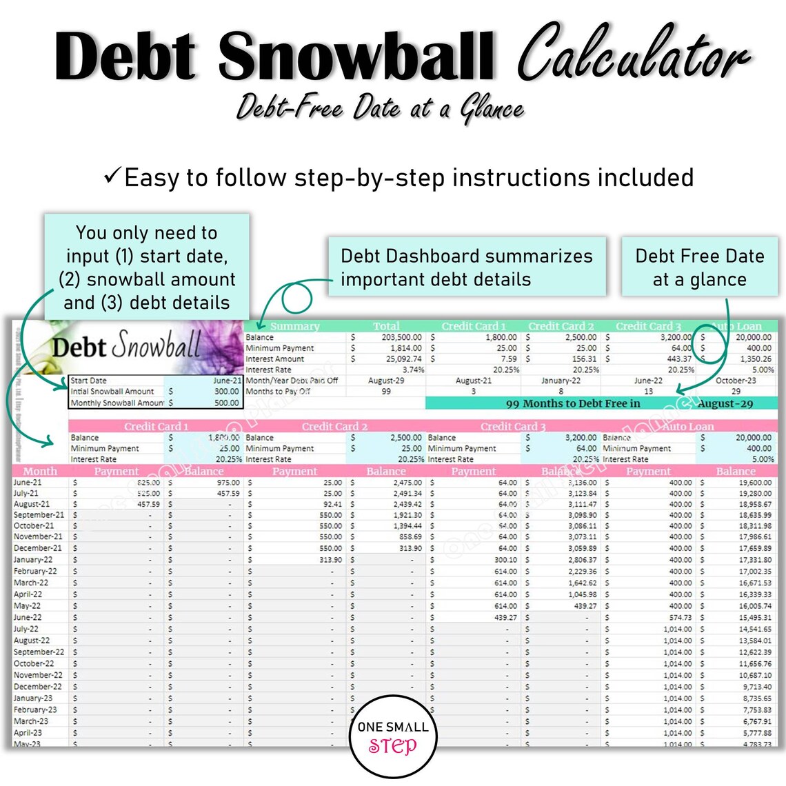 Debt Snowball Spreadsheet, Google Sheet Budget Template, Debt Payment