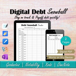 Digital Debt Snowball Tracker, Debt Payoff Debt Payment Planner, Personal Finance Ipad Budget Planner, Goodnotes Credit Card Tracker