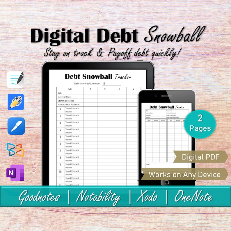 Digital Debt Snowball Tracker, Debt Payoff Debt Payment Planner, Personal Finance iPad Budget Planner, Goodnotes Credit Card Tracker image 1