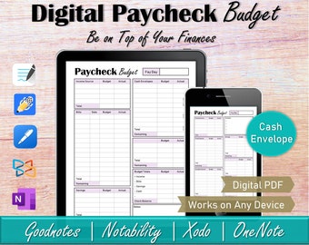 Digital Budget Planner for Ipad, Goodnotes Budget By Paycheck Ipad Budget Planner, Biweekly Paycheck Budget Template, Cash Envelope Tracker